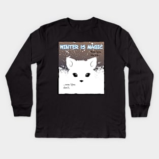 Snow Fox Winter Magic Kids Long Sleeve T-Shirt